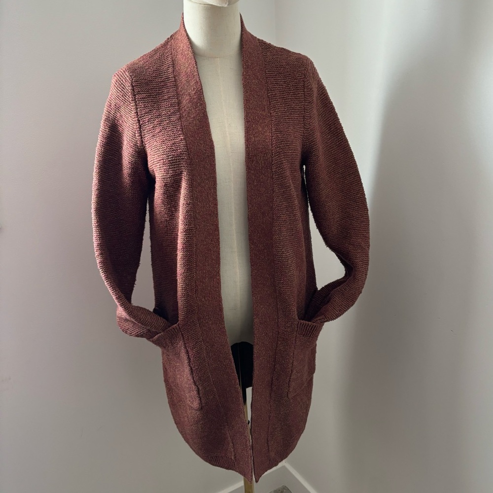 Roots Rust Color Long Open Cotton Cardigan - Picture 7 of 13